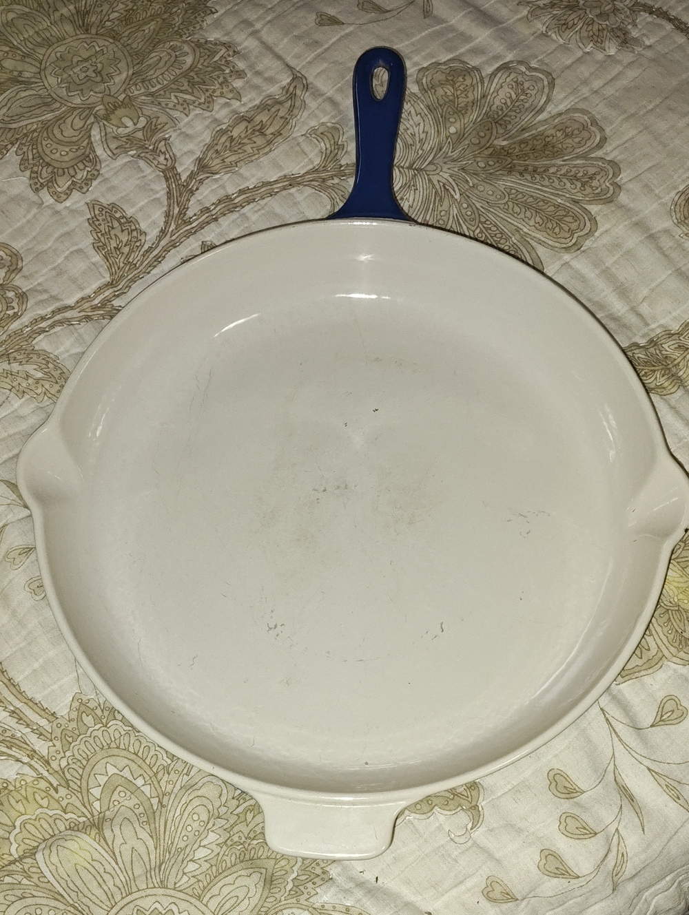 Vintage Le Creuset Enameled Cast Iron Skillet - Blue - Size 30 (12")